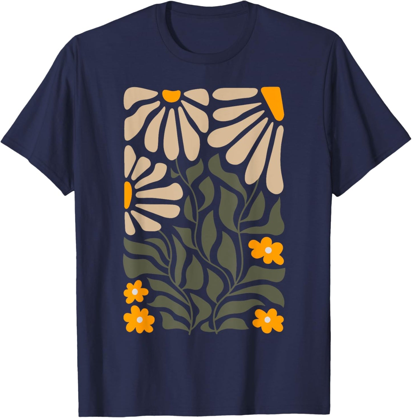 Vintage Matisse Style Wild Flowers T-Shirt - T-Shirt | Navy