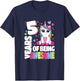 5 Years Of Being Awesome 5th Birthday Unicorn Girls Kids T-Shirt - T-Shirt | Navy
