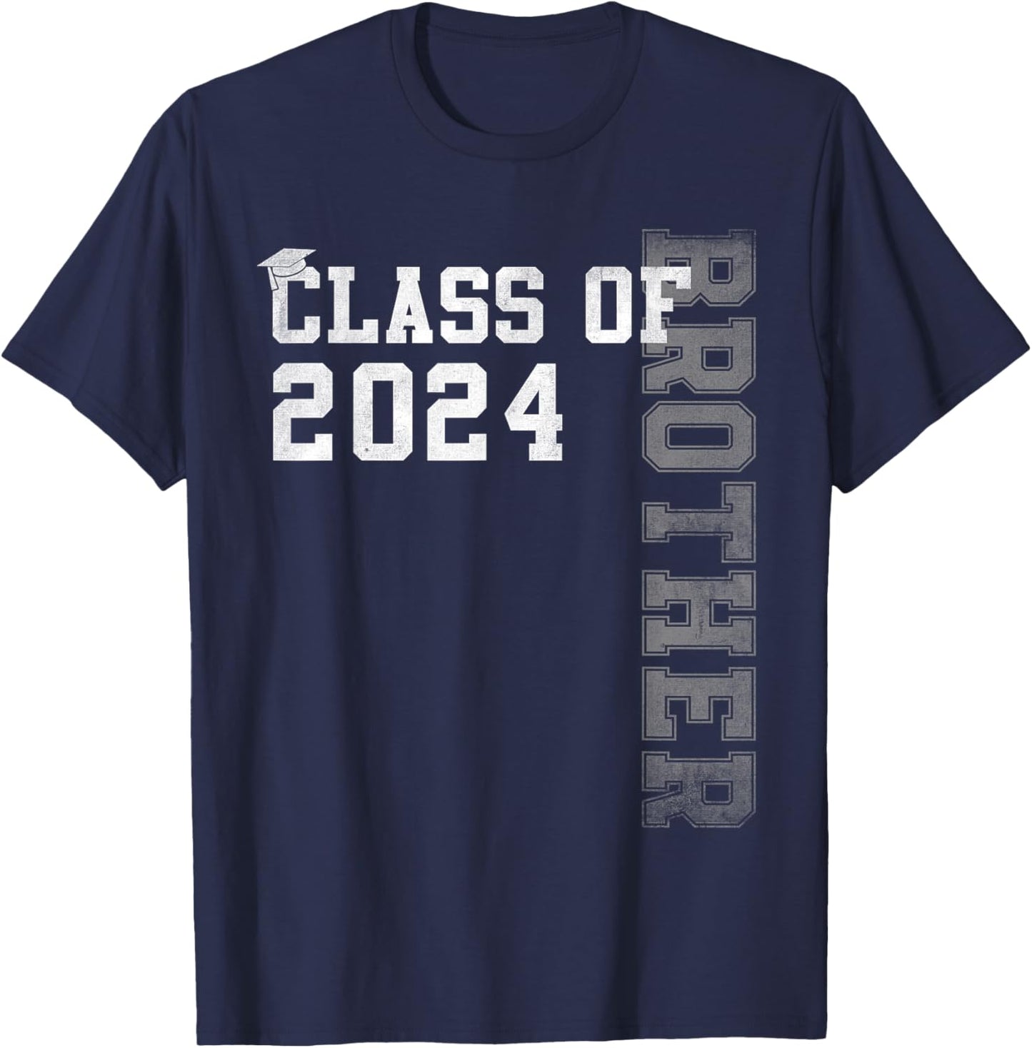 Brother Senior 24 Proud Brother Of A Class Of 2024 Graduate T-Shirt - T-Shirt | Navy