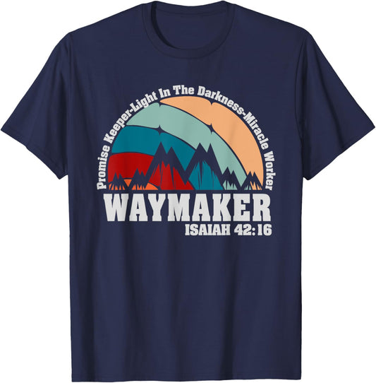 Waymaker Vintage Promise Keeper Miracle Worker Christian T-Shirt - T-Shirt | Navy