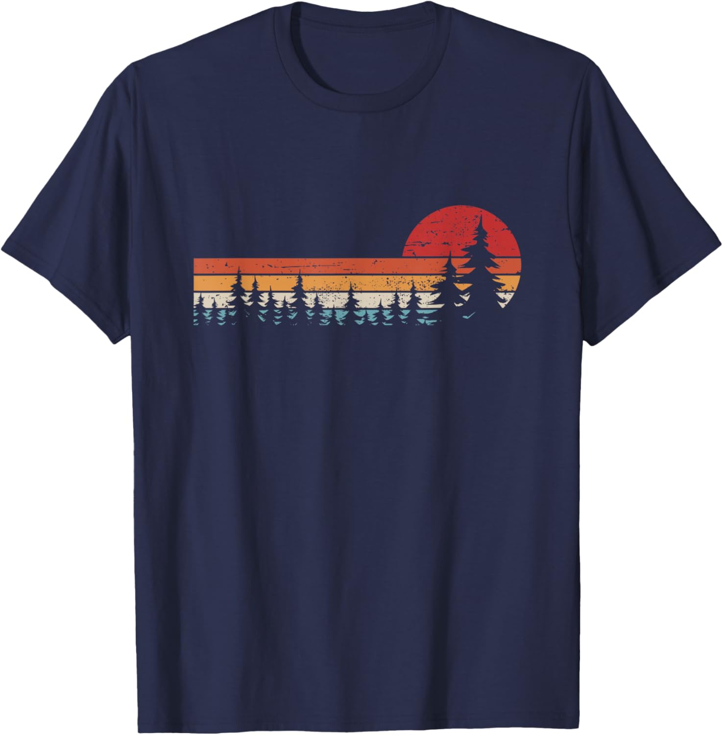 Natur Outdoor Bäume Retro Wald T-Shirt - T-Shirt | Navy
