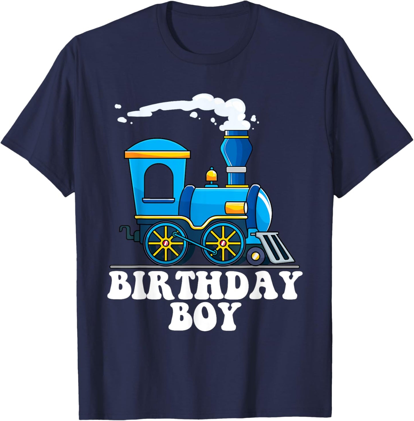 Birthday Boy Choo Choo Blue Train Lovers Party Kids Toddlers T-Shirt - T-Shirt | Navy
