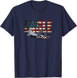 F-15 Eagle Fighter Plane Jet Us Flag T-Shirt - T-Shirt | Navy