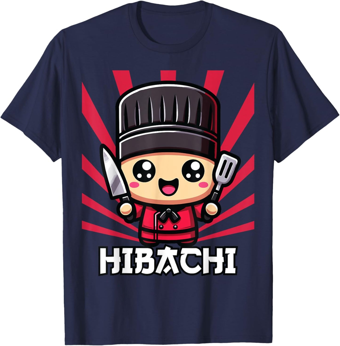 Hibachi Chef, Kawaii Hibachi , Small T-Shirt - T-Shirt | Navy