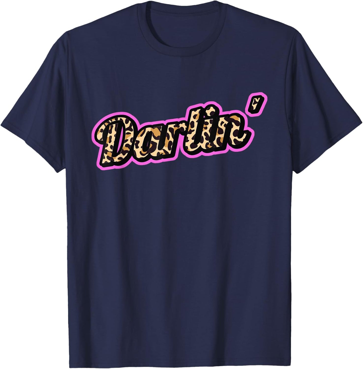 Darlin' Leopard Print Trendy Country Music T-Shirt - T-Shirt | Navy