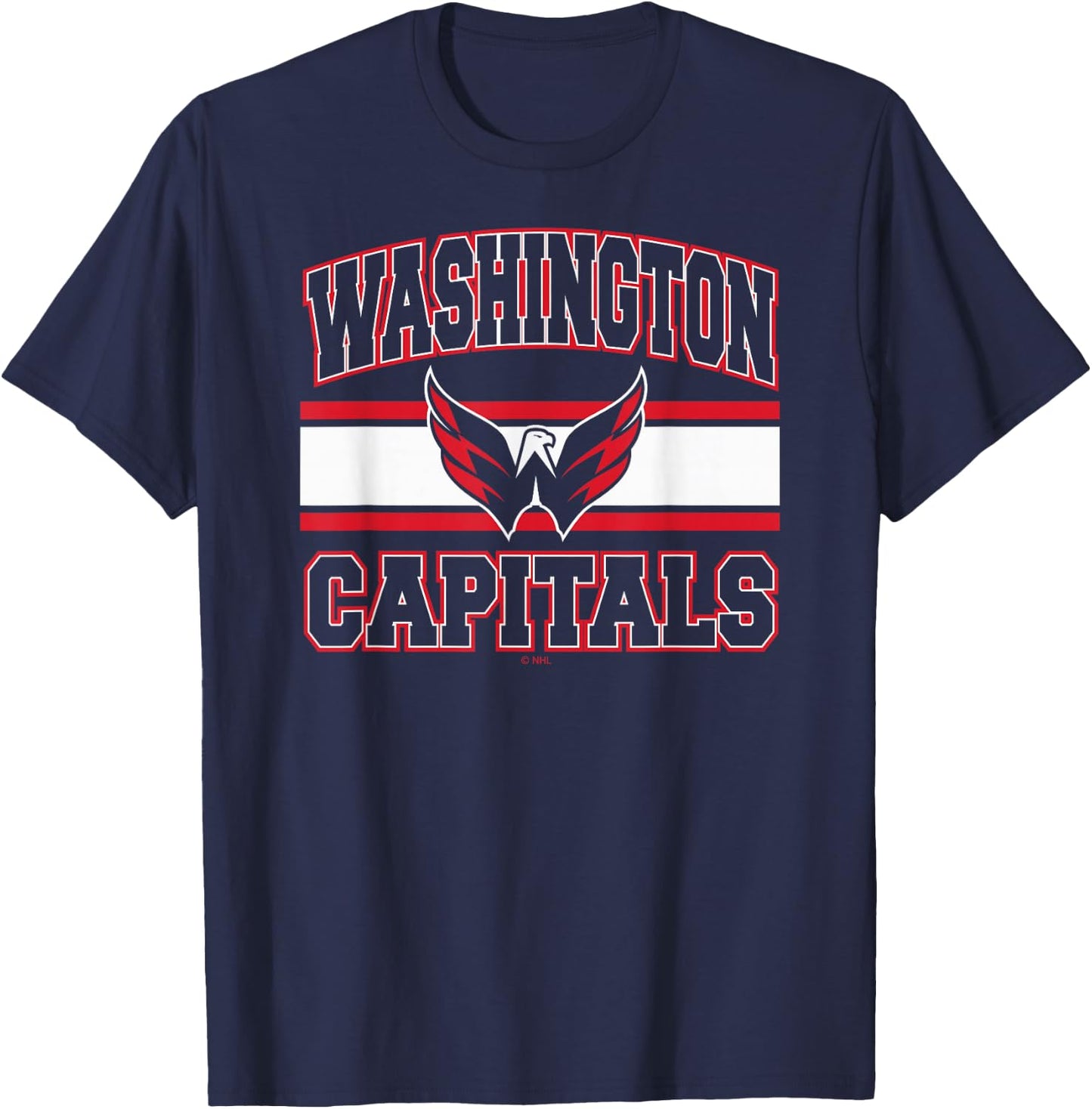 Washington Capitals Stripe Navy Officially Licensed T-Shirt - T-Shirt | Navy