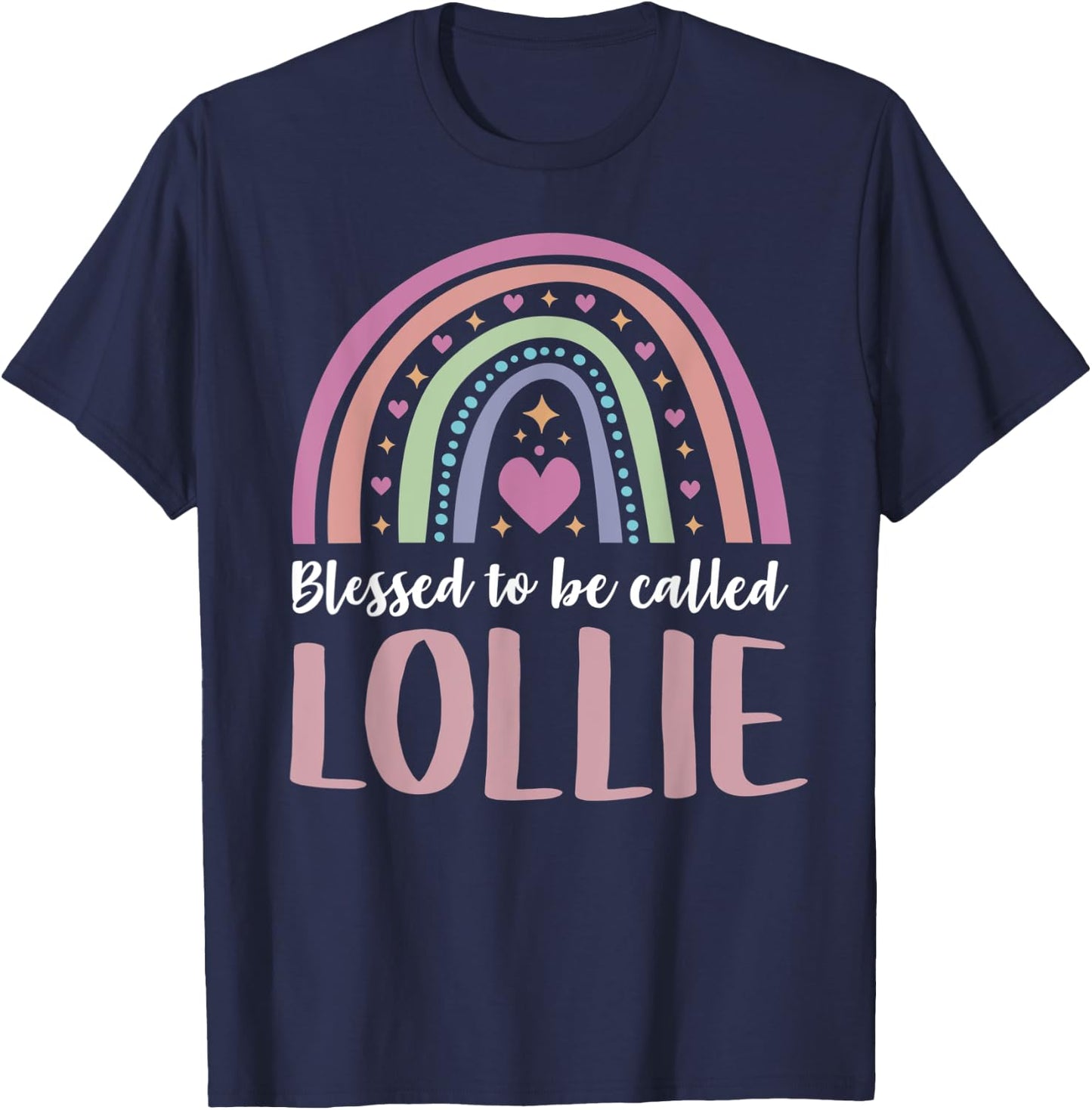 Lollie Shirt Grandma Women Mothers Day Blessed Lollie T-Shirt - T-Shirt | Navy