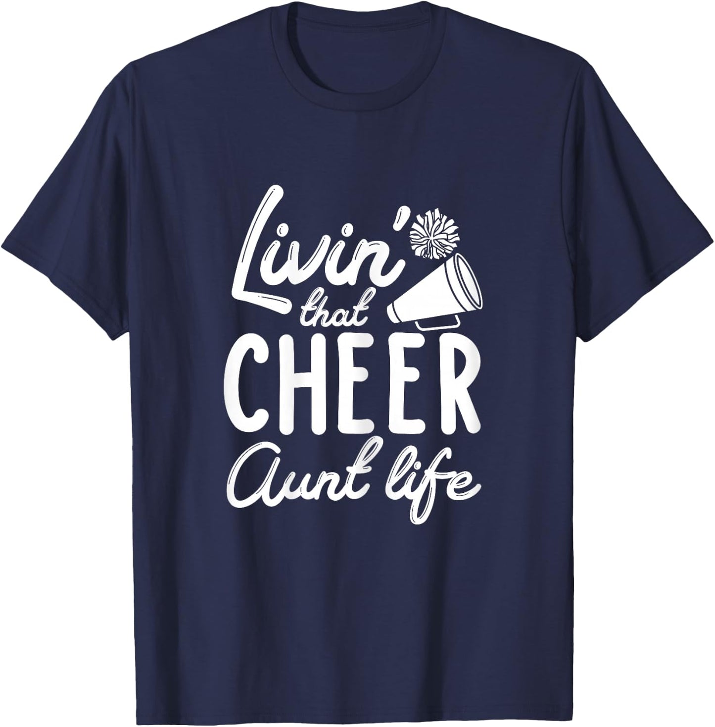 Cheer Aunt Shirts for Cheerleader Aunties Women's Black X-Small Classic Fit Cheerleader Aunt Graphic T-Shirt - T-Shirt | Navy