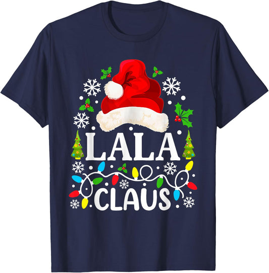 Lala Claus Funny Christmas Family Matching Grandma T-Shirt - T-Shirt | Navy