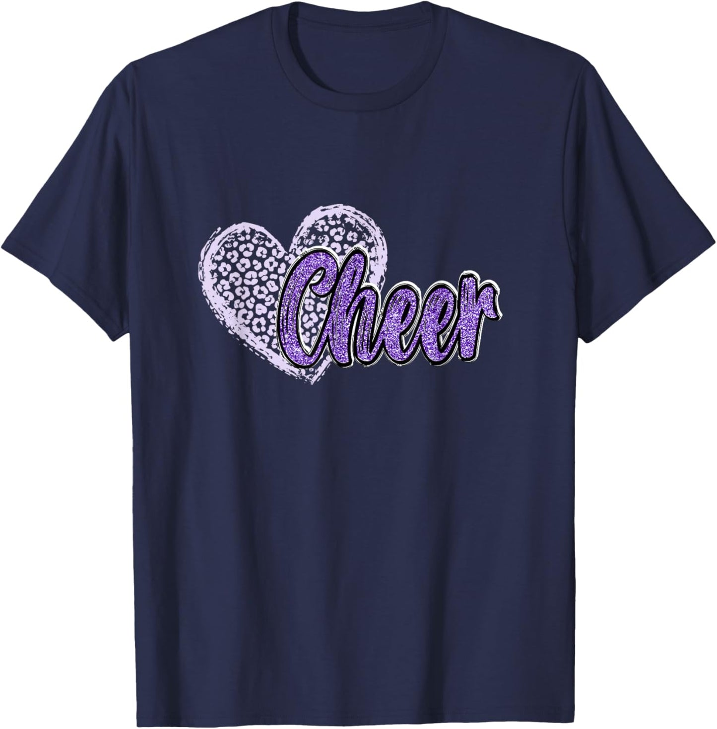 Cheer Shirt, Megaphone Purple Leopard Cheetah Print T-Shirt - T-Shirt | Navy