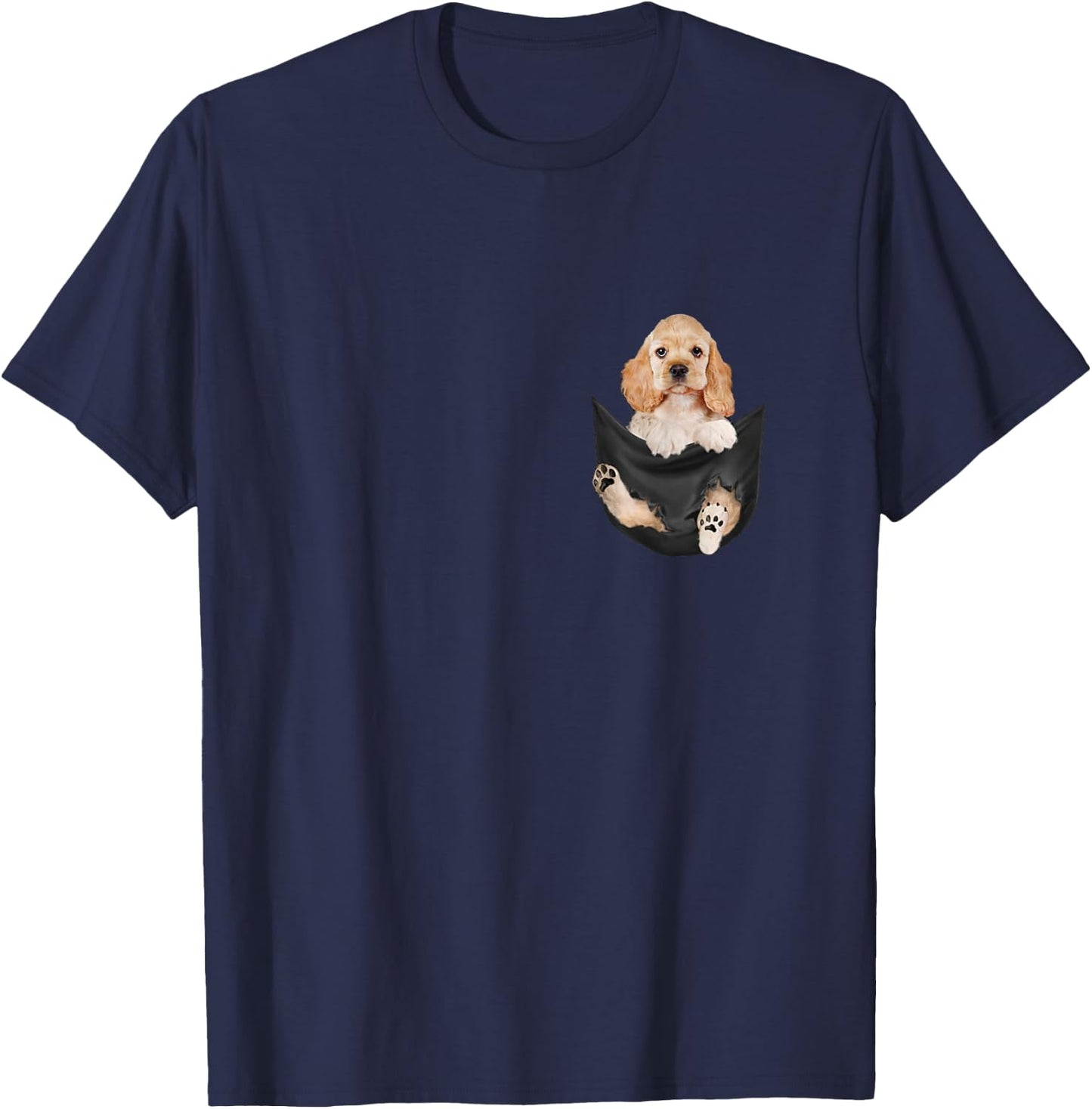 Dog Lovers Gifts Cocker Spaniel in Pocket Funny Dog Face T-Shirt - T-Shirt | Navy