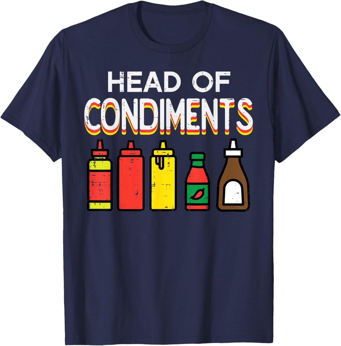 Bbq Head Of Condiments Funny Barbecue Grill Men Women Kids T-Shirt - T-Shirt | Navy