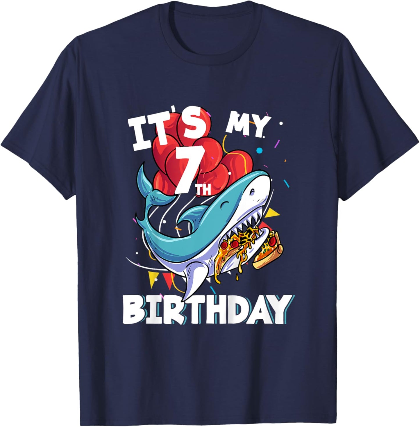 It's my 7th Birthday 7 Year Old Shark Birthday T-Shirt - T-Shirt | Navy