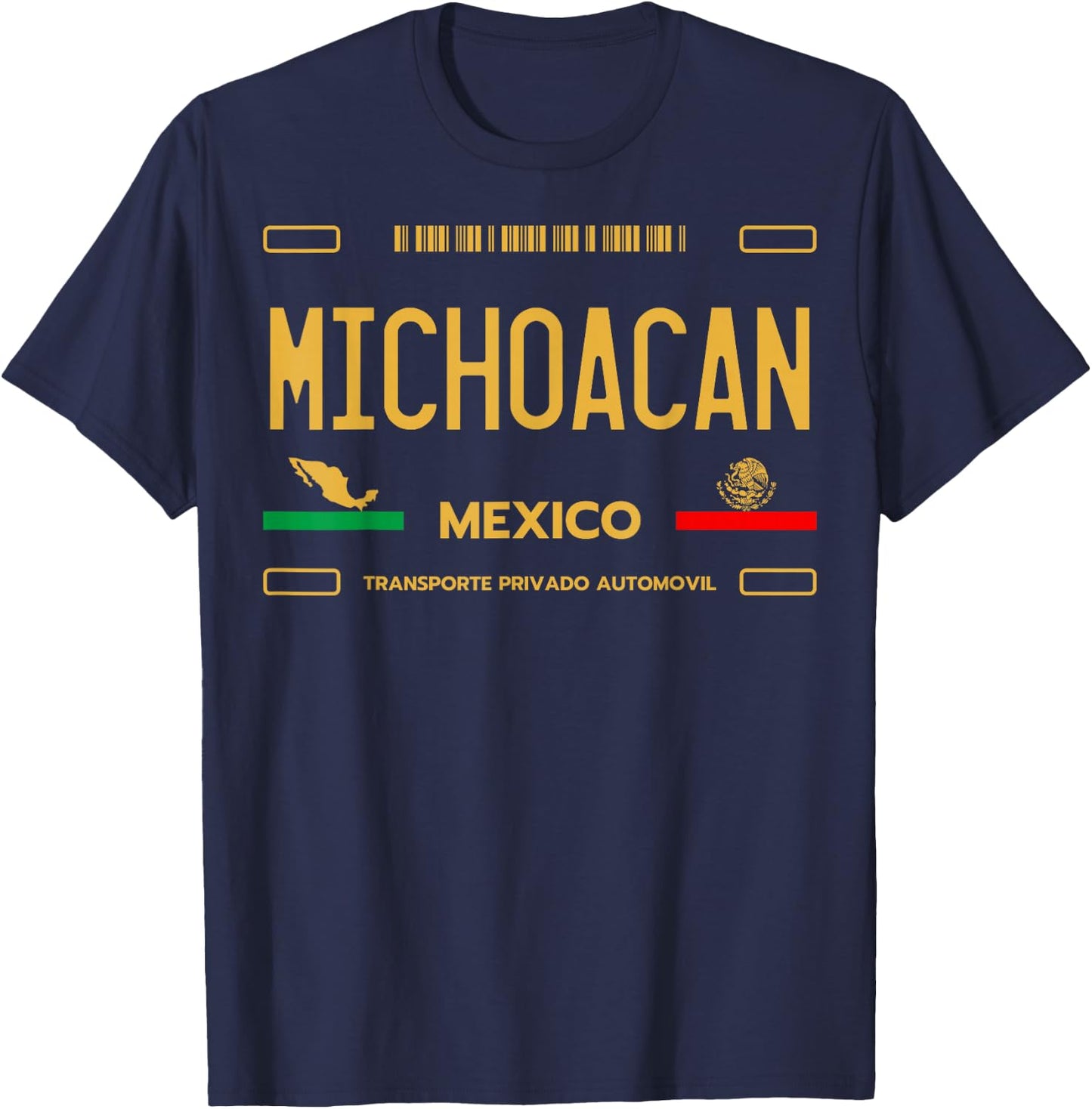 Michoacan Mexico License Plate Aesthetic, Michoacan T-Shirt - T-Shirt | Navy