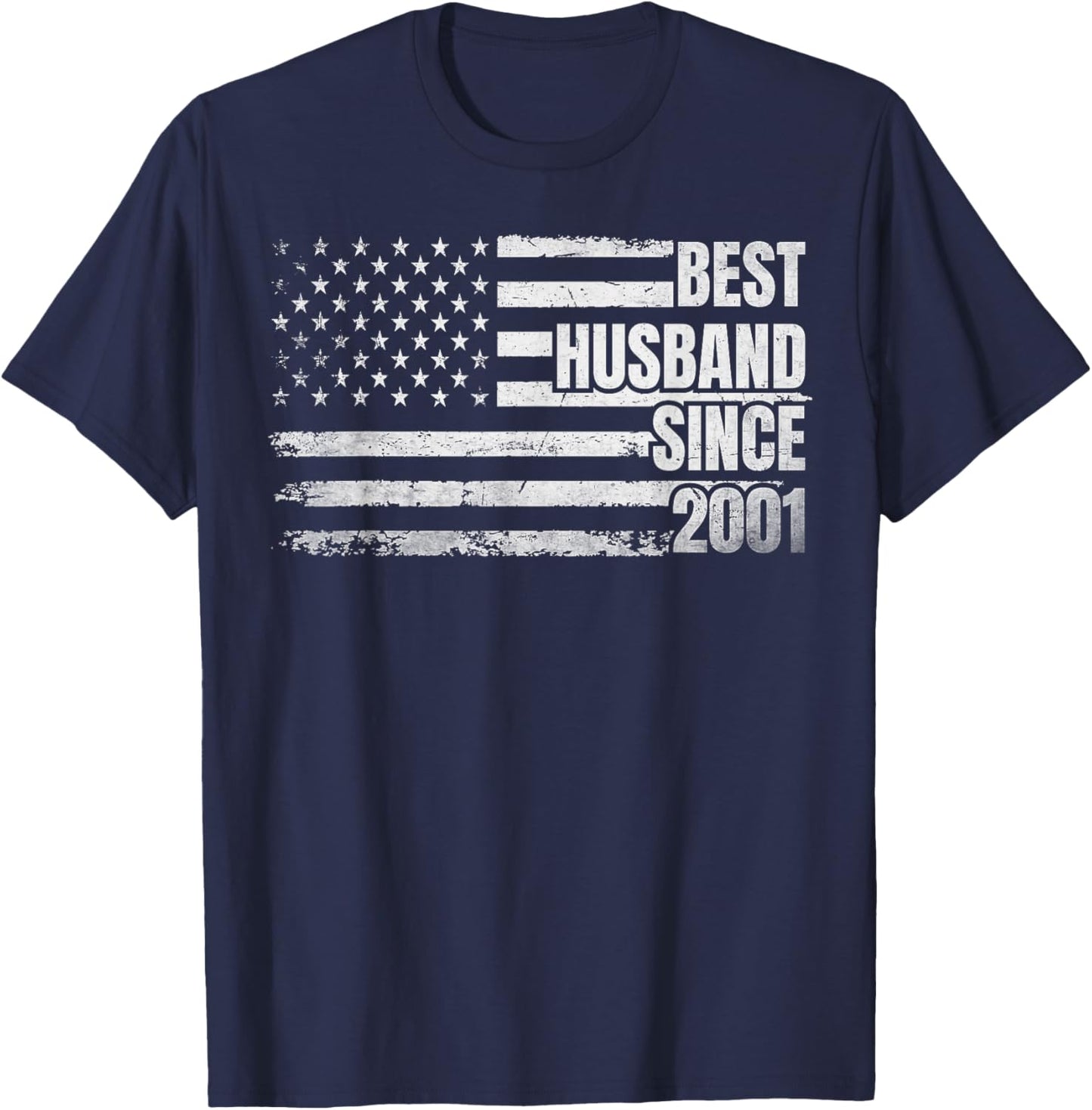 Best Husband Since 2001 23rd Vintage Wedding Anniversary T-Shirt - T-Shirt | Navy