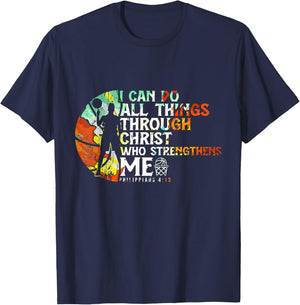 Philippians 4:13 I Can Do All Things Christian Basketball T-Shirt - T-Shirt | Navy