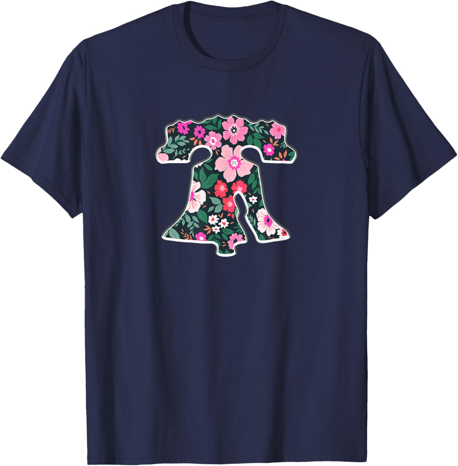 Cute Hawaiian Flower Philly Fan Liberty Bell Philadelphia T-Shirt - T-Shirt | Navy