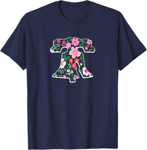 Cute Hawaiian Flower Philly Fan Liberty Bell Philadelphia T-Shirt - T-Shirt | Navy