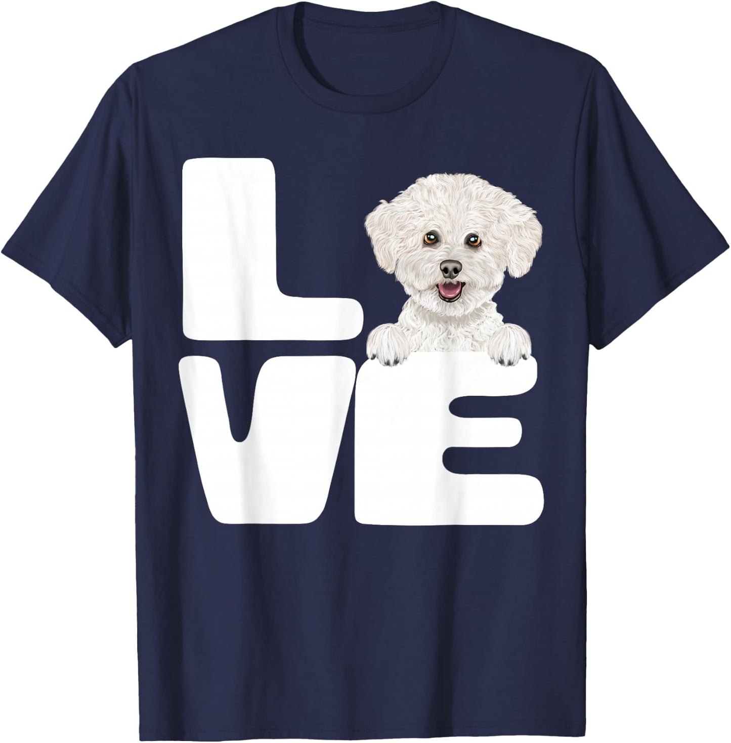 I Love My Bichons Frise Dog Lover T-Shirt - T-Shirt | Navy