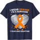 1 Year Cancer Free Leukemia Survivor Gifts Orange Awareness T-Shirt - T-Shirt | Navy