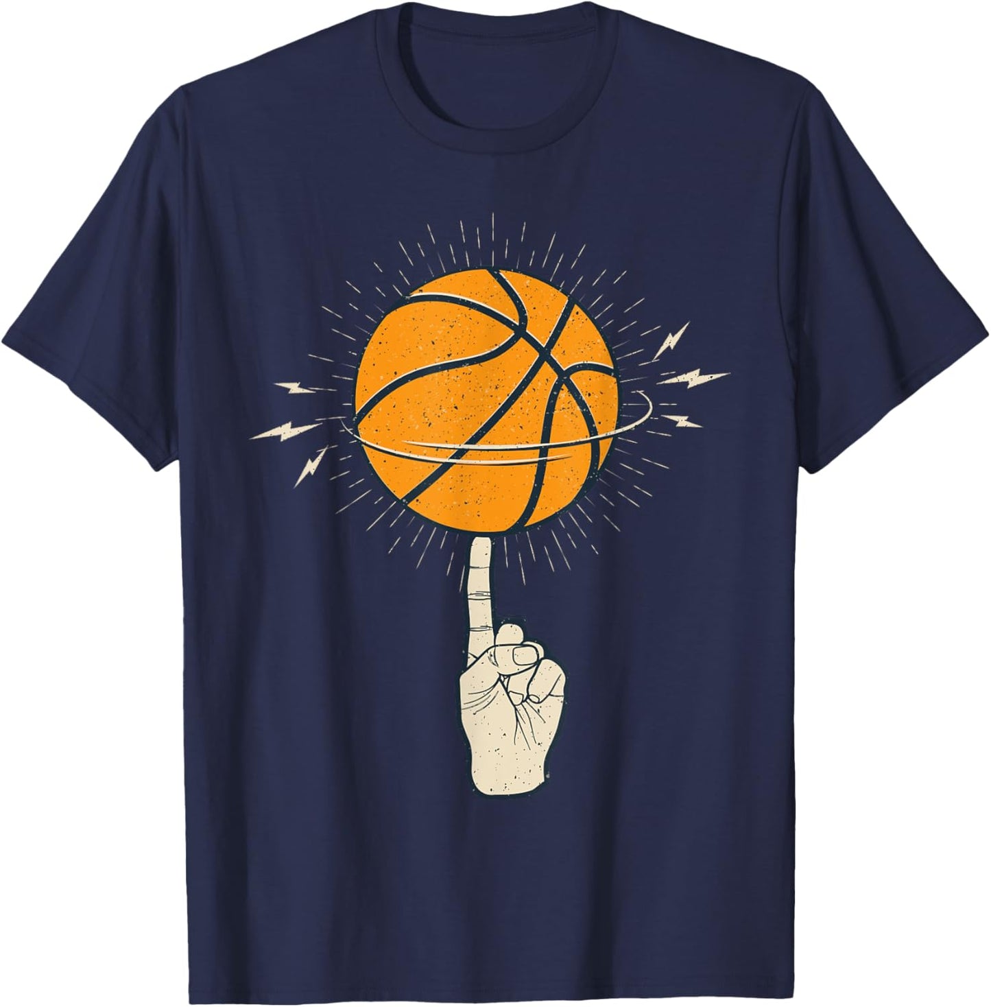 Cool Spinning Basketball On Your Finger Sport Graphic Design T-Shirt - T-Shirt | Navy