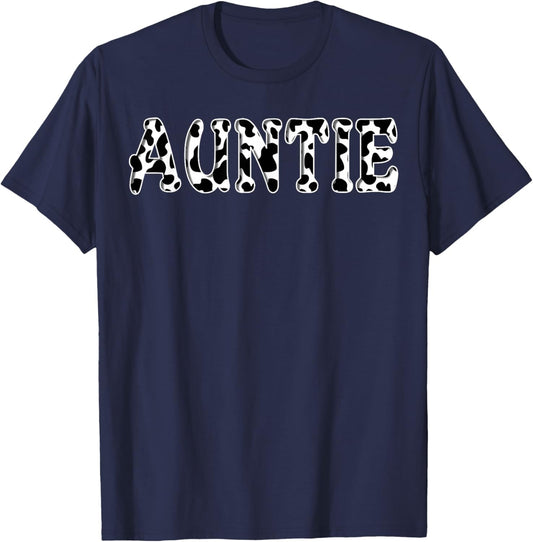 Cow Auntie Birthday Family Matching Girl Boy Farm Birthday T-Shirt - T-Shirt | Navy