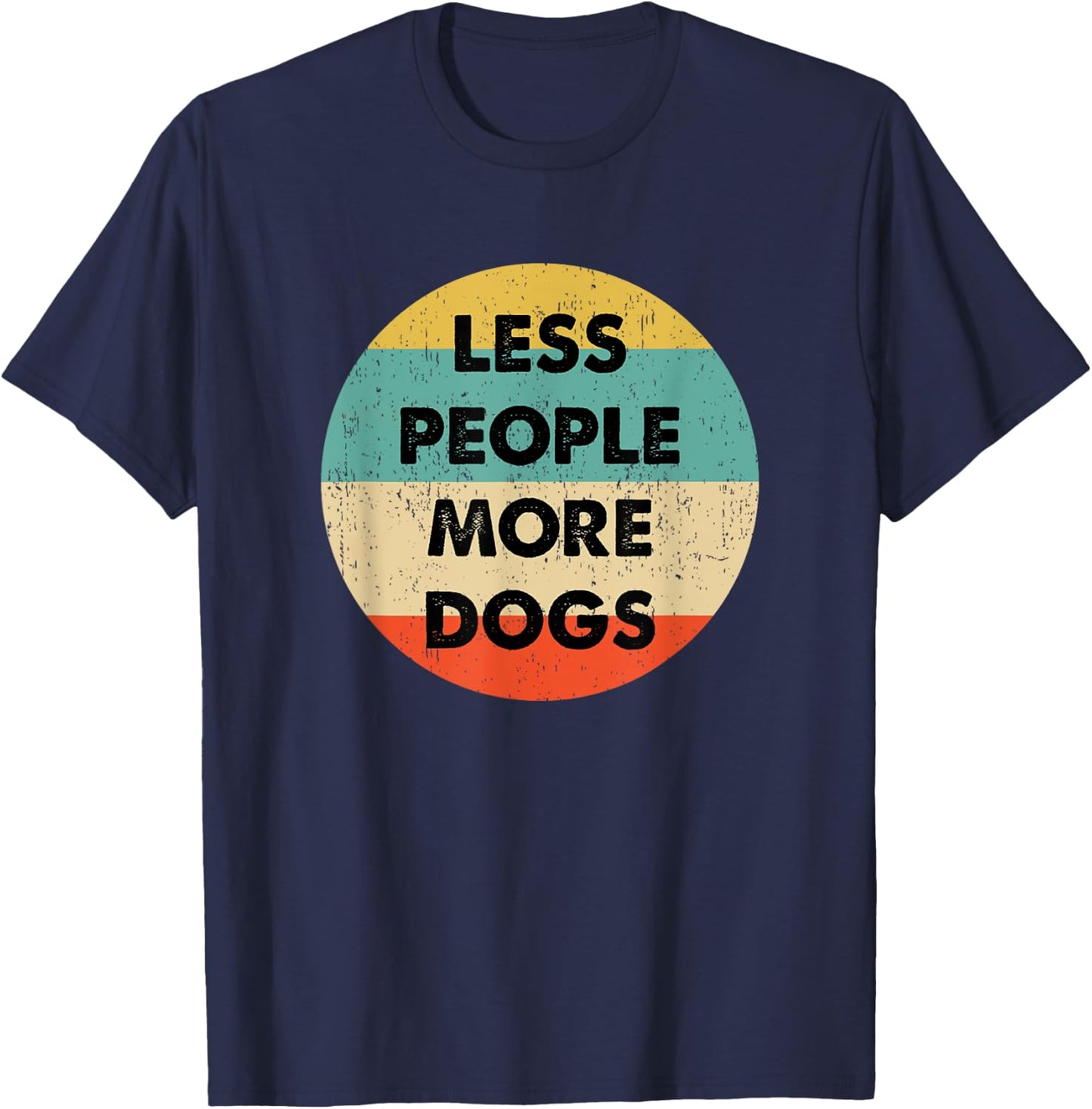 Less People More Dogs T-Shirt - T-Shirt | Navy
