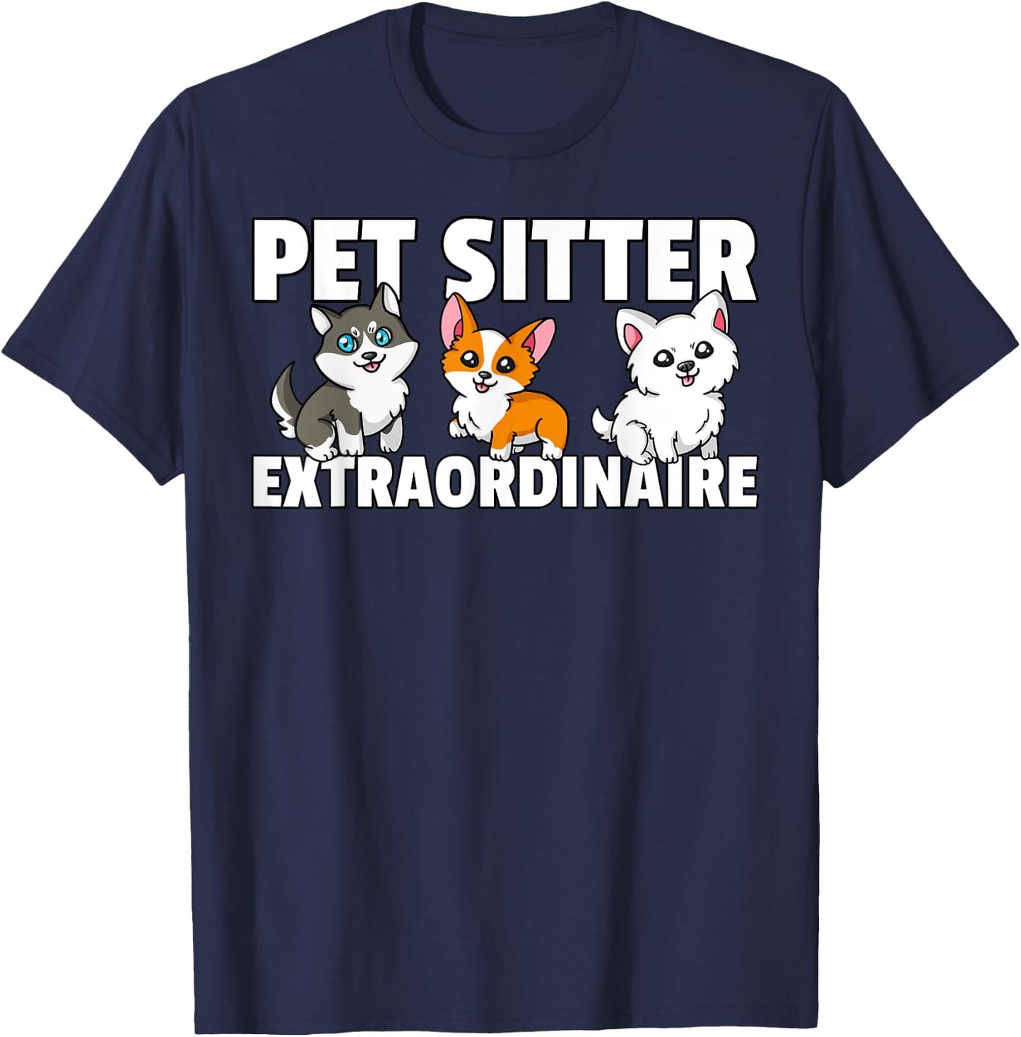 Dog Walking Gift Dog Walker Pet Sitter T-Shirt - T-Shirt | Navy
