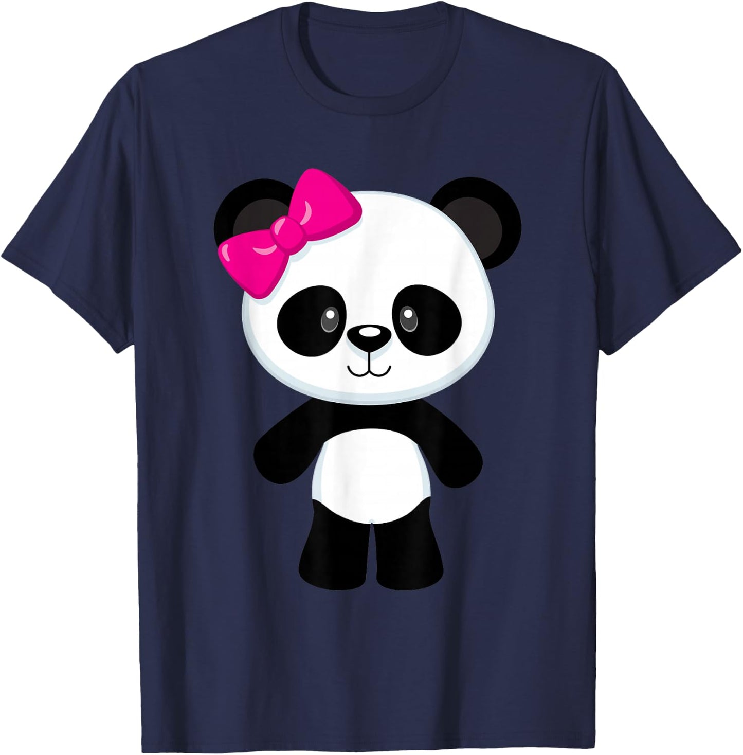 Cute Baby Panda Girl with Bow T-Shirt - T-Shirt | Navy