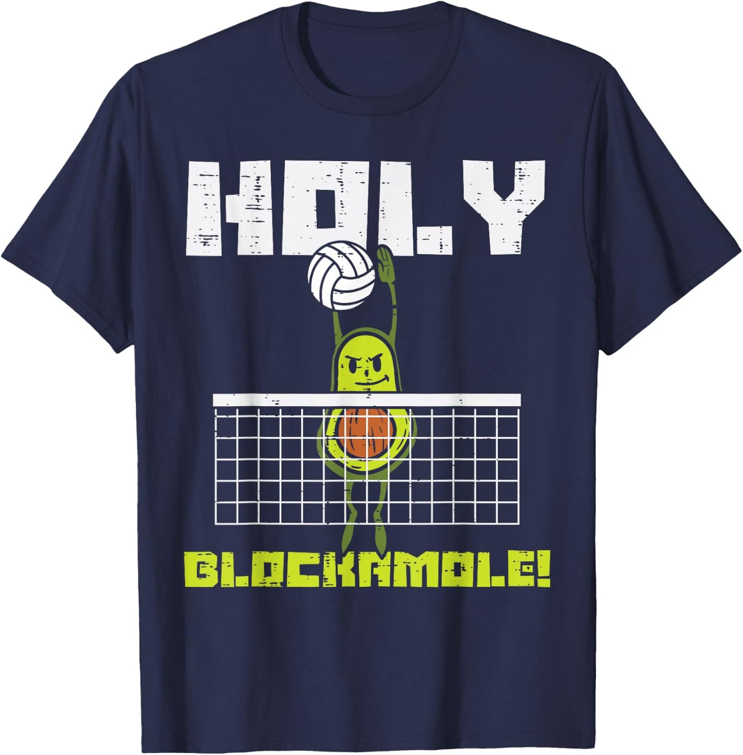 Holy Blockamole Avocado Volleyball Player Blocker Men Women T-Shirt - T-Shirt | Navy