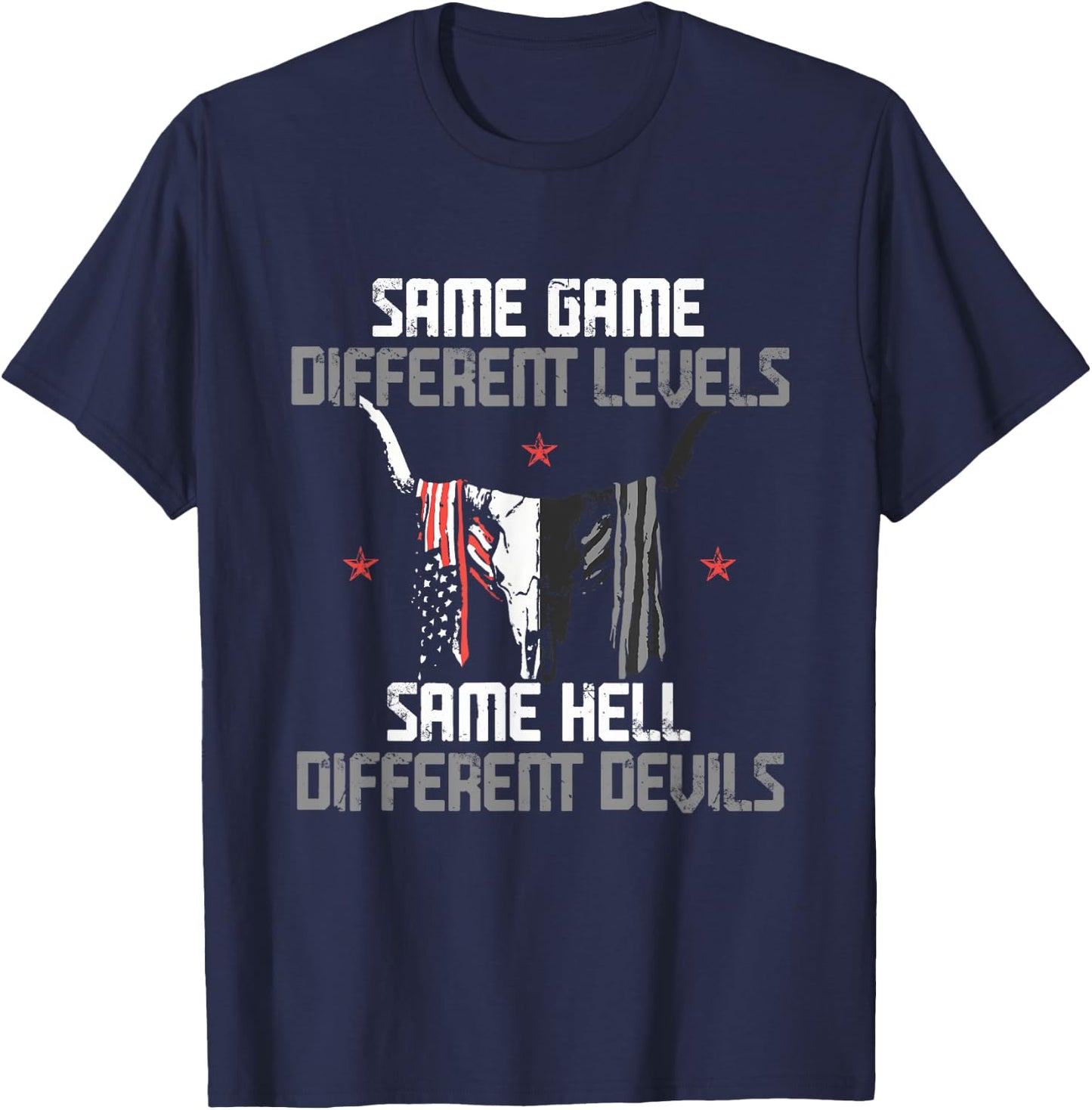 Same Game Different Levels Same Bright Devils T-Shirt - T-Shirt | Navy