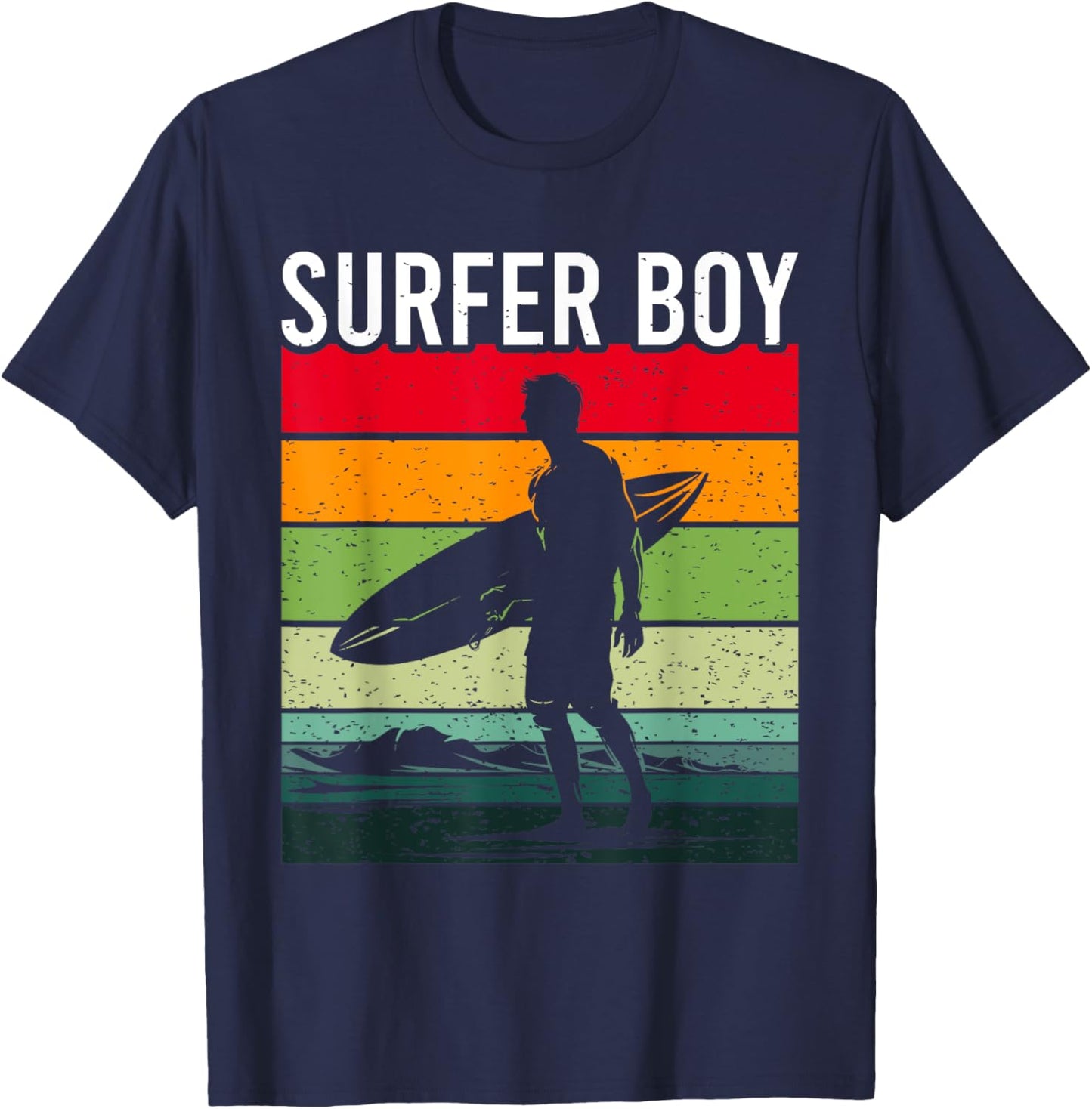 Surfer Boy Surf Illustration / Surf Boy Throwback T-Shirt - T-Shirt | Navy