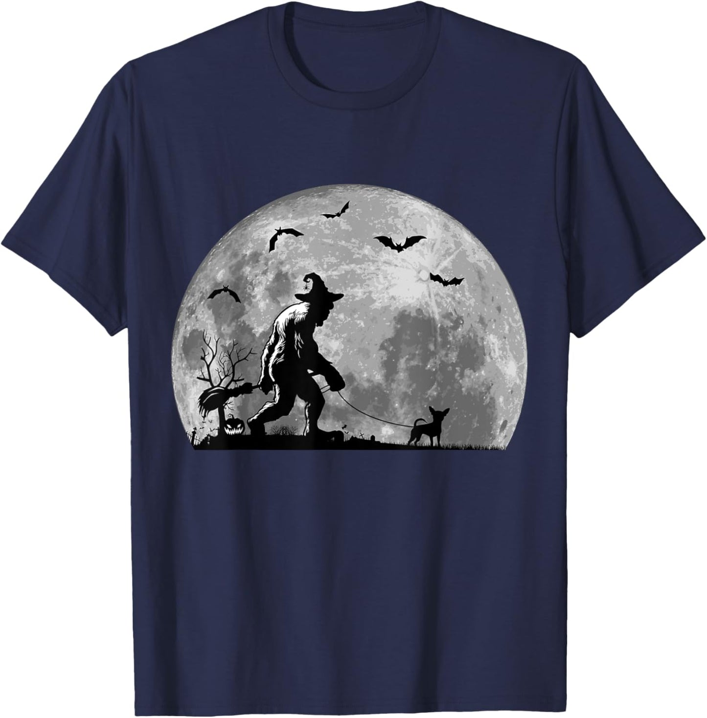 Bigfoot Walking Chihuahua Dog Sasquatch Halloween T-Shirt - T-Shirt | Navy