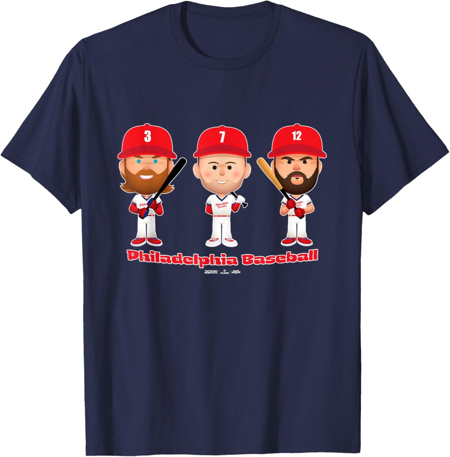 Philadelphia Baseball Players Body Trio MLBPA T-Shirt - T-Shirt | Navy