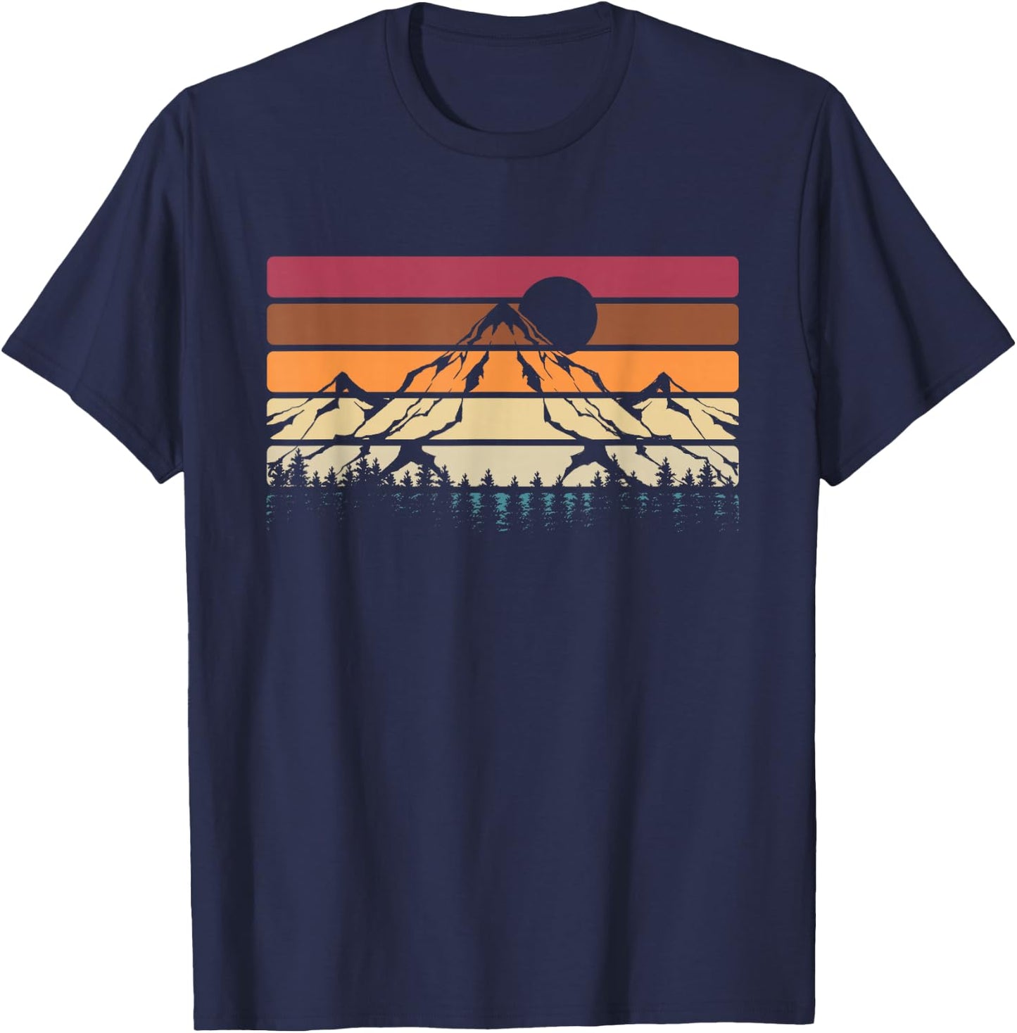 Mountaineers Nature Lovers Forest Retro Hiking T-Shirt - T-Shirt | Navy