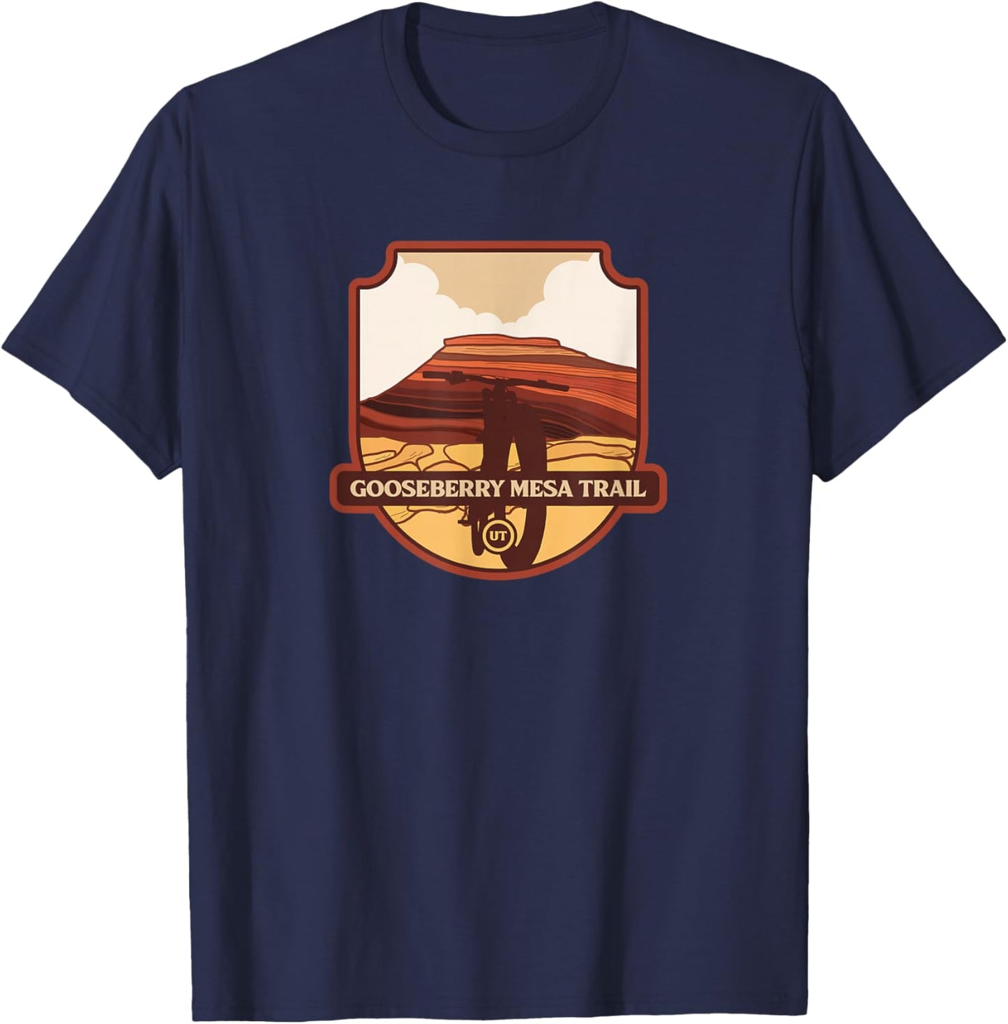 Gooseberry Mesa Trail - Utah mountain biker T-Shirt - T-Shirt | Navy