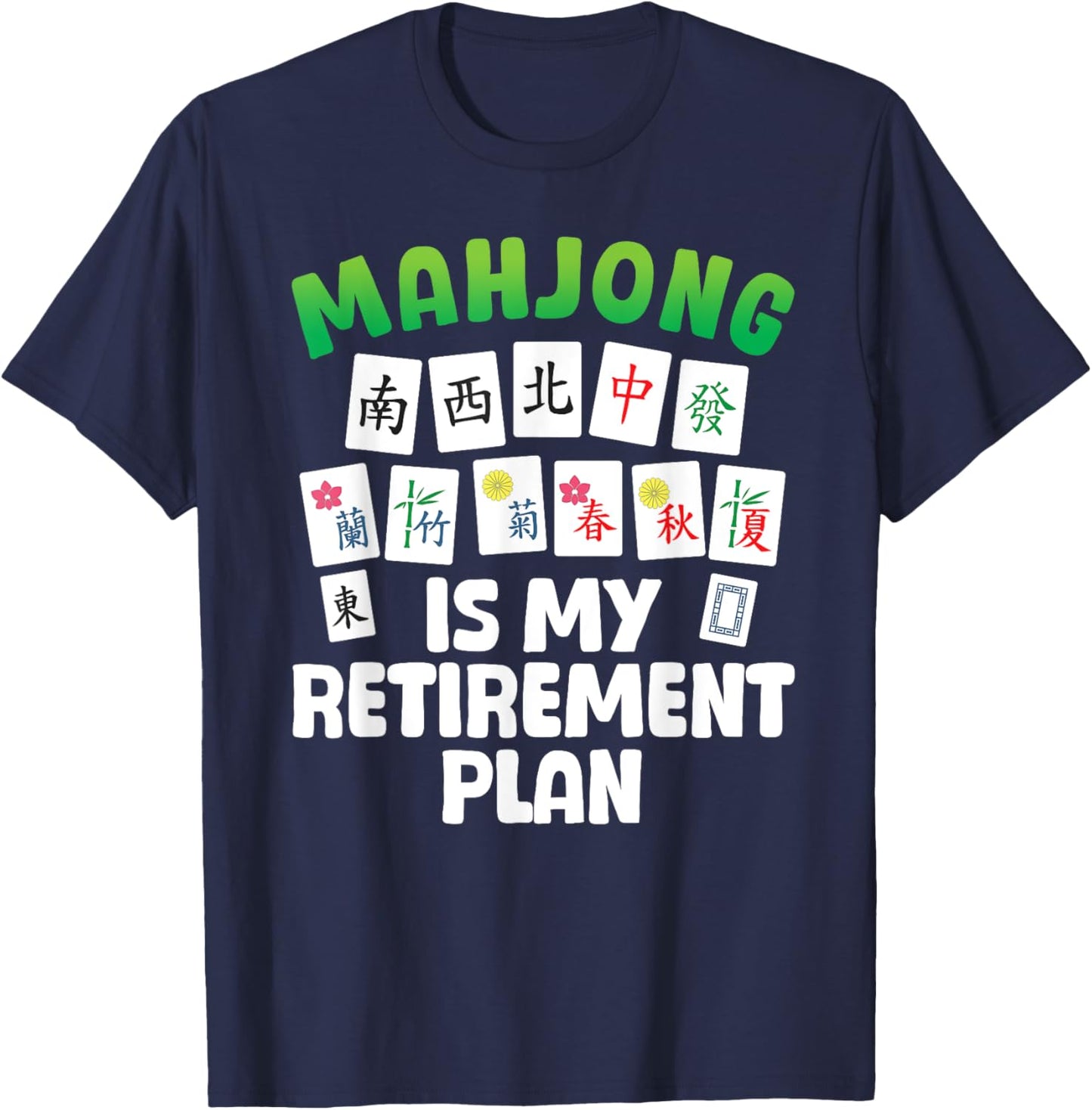 Funny Mahjong Art Women Retirement Mahjong Player T-Shirt - T-Shirt | Navy
