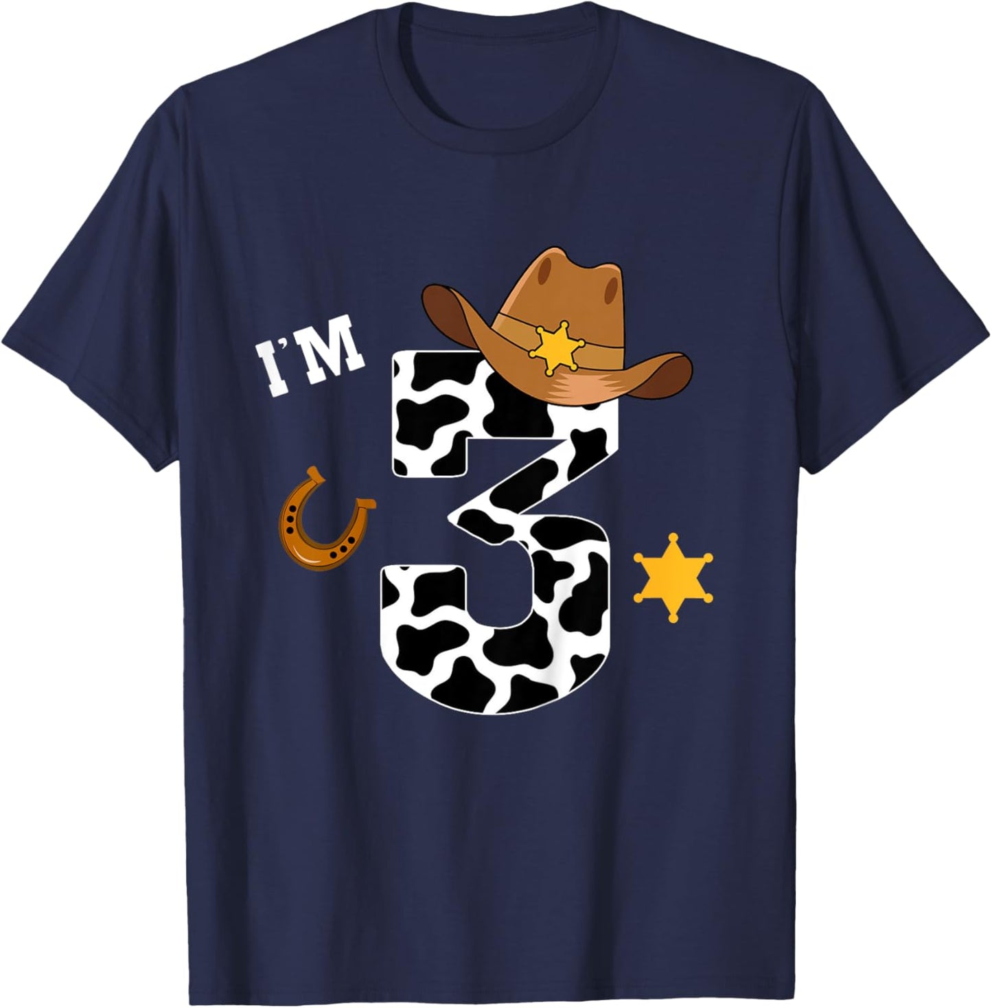 Kids 3rd Birthday Shirt Boy 3 Year Old Rodeo Western Cowboy T-Shirt - T-Shirt | Navy