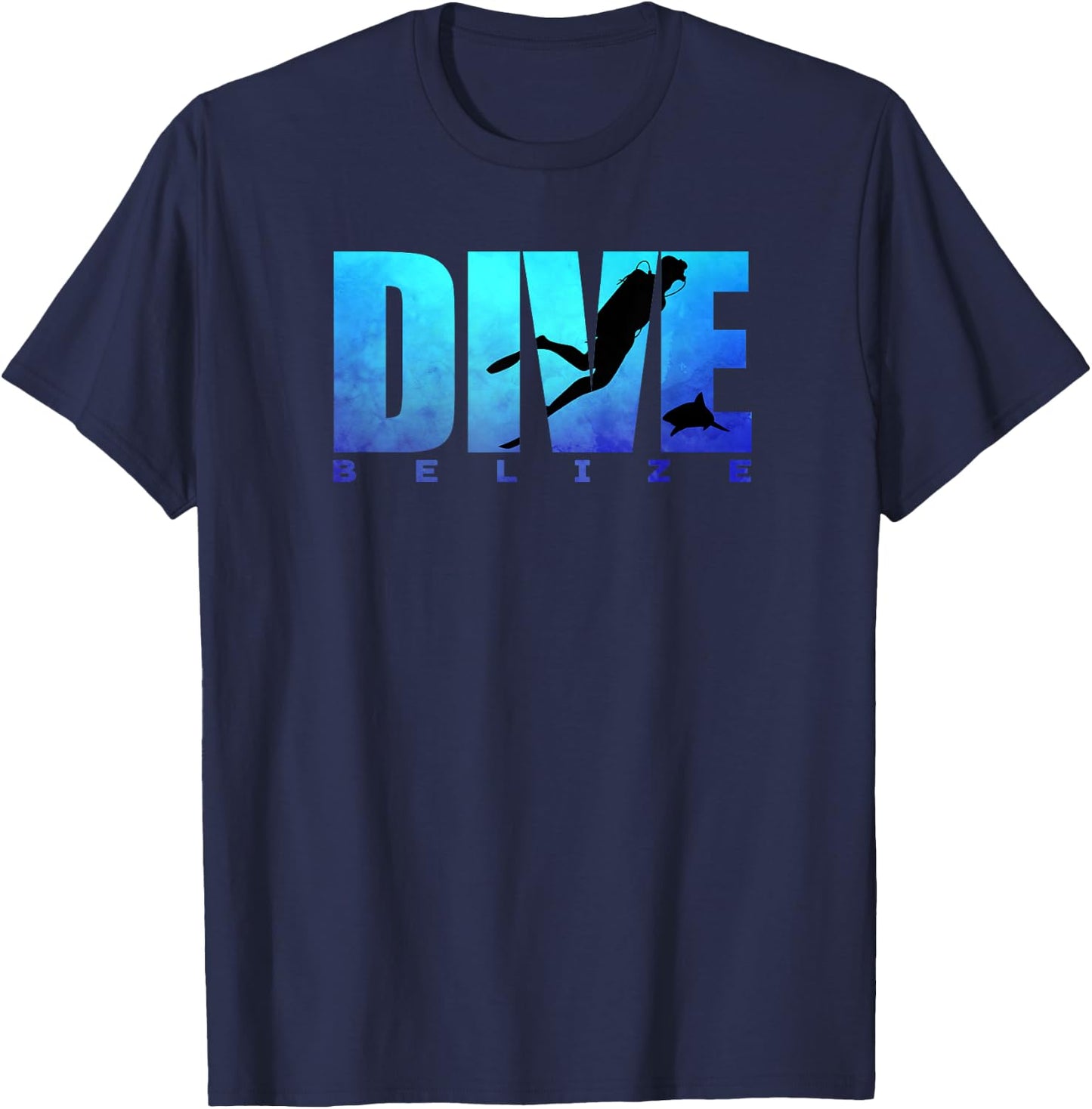 DIVE BELIZE Scuba Diver Shark Diving Snorkeling Caribbean T-Shirt - T-Shirt | Navy