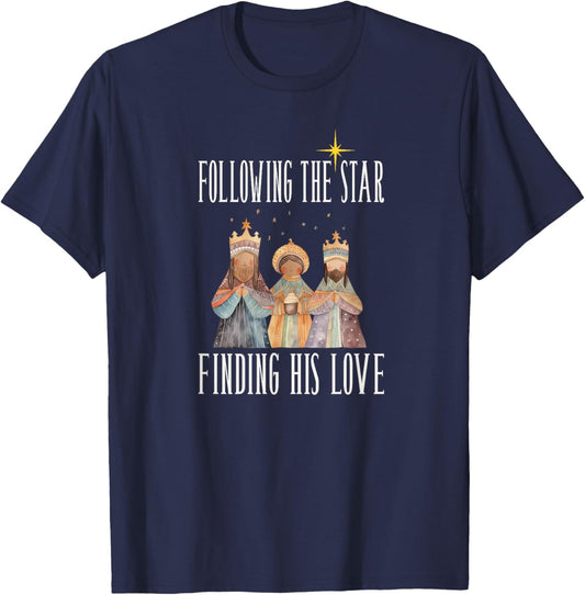 Christmas Epiphany Magi - 3 Kings Following The Star T-Shirt - T-Shirt | Navy