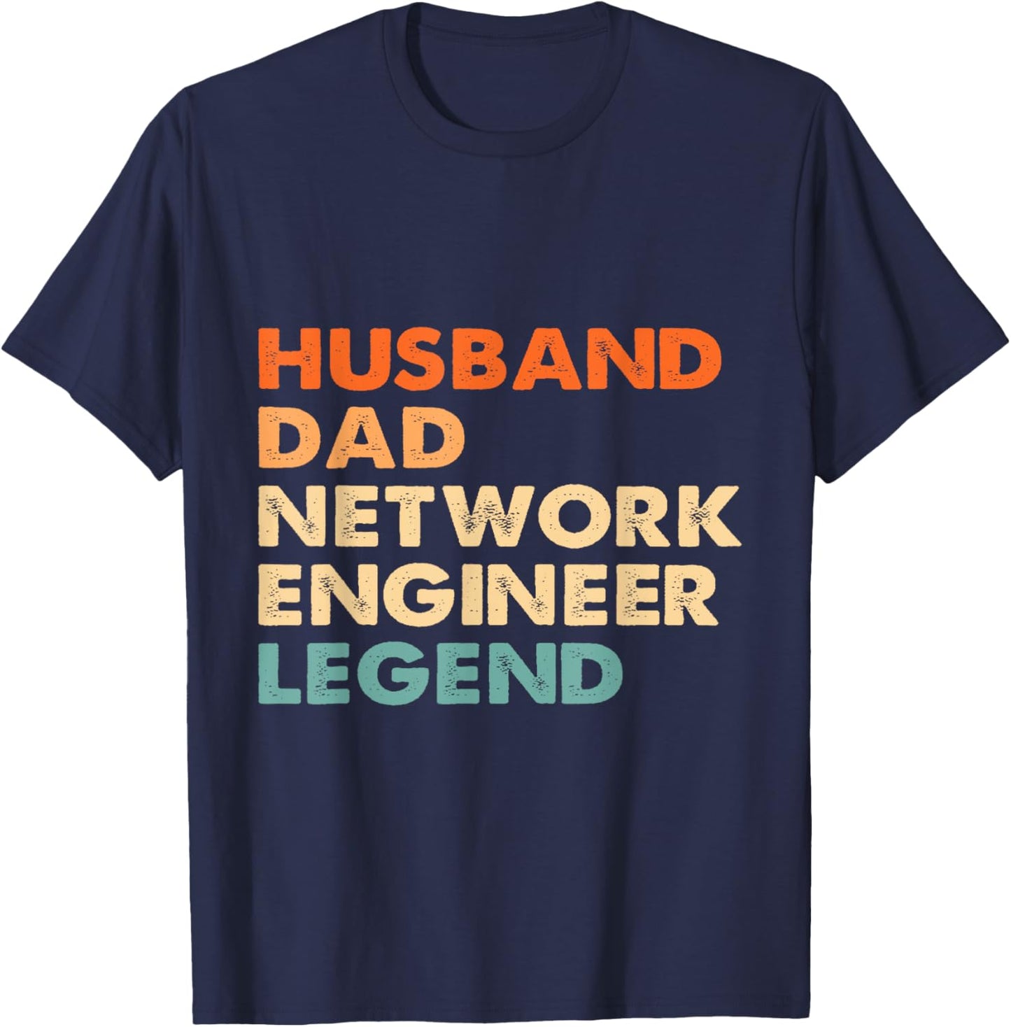Husband Dad Network Engineer Legend Developer Retro Style T-Shirt - T-Shirt | Navy