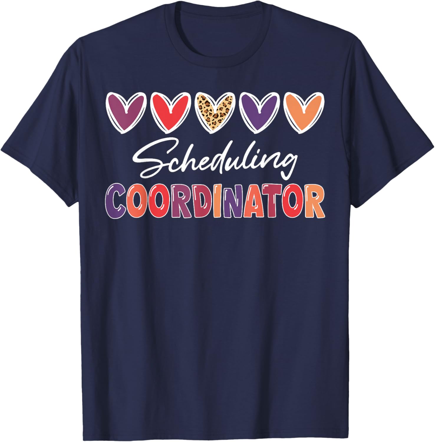 Scheduling Coordinator Heart Leopard T-Shirt - T-Shirt | Navy
