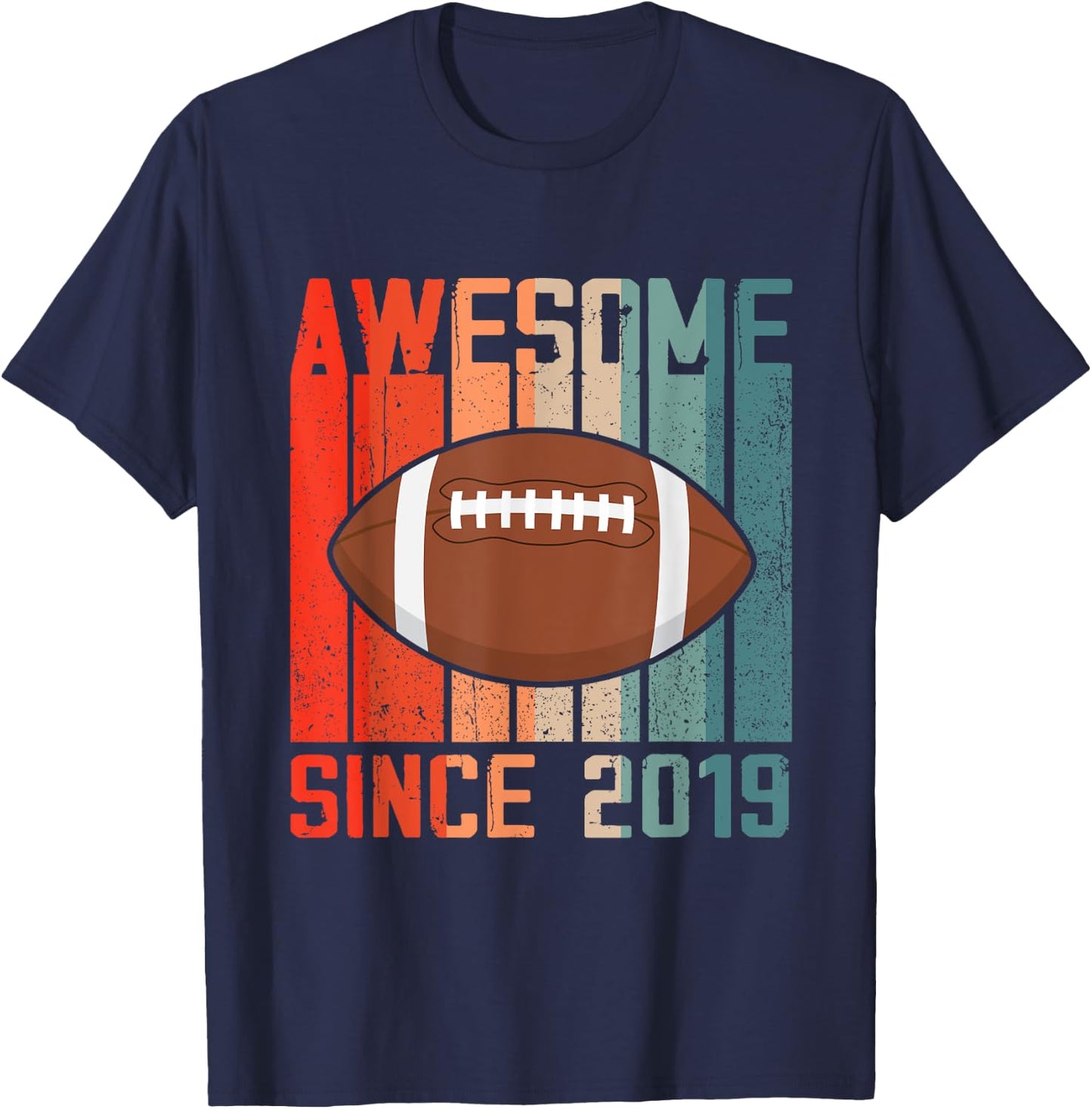 Awesome Since 2019 5th Birthday 5 Year Old Football Player T-Shirt - T-Shirt | Navy