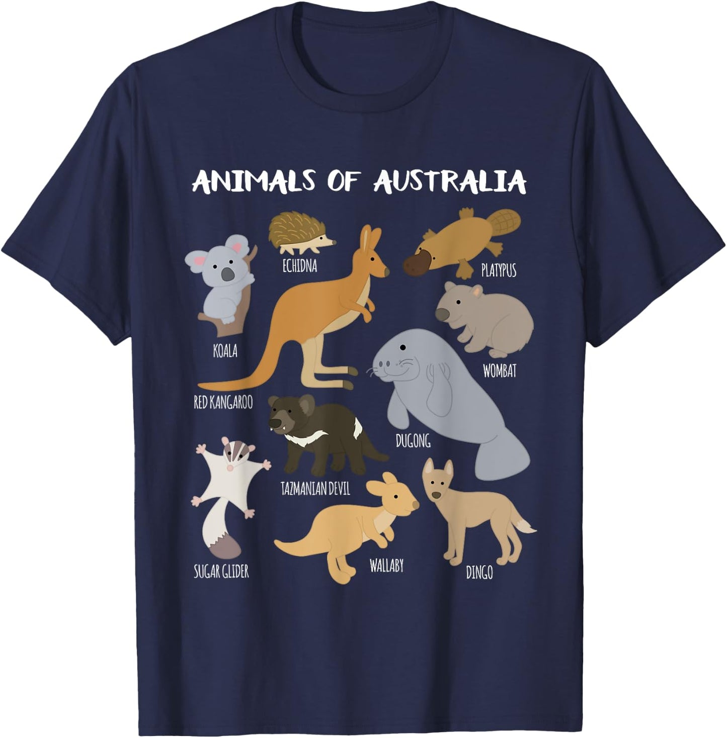 Animals Of Australia Australian Animal Educational Gift T-Shirt - T-Shirt | Navy