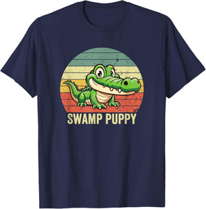 Swamp Puppy on Vintage Sunset, Swamp Puppy T-Shirt - T-Shirt | Navy