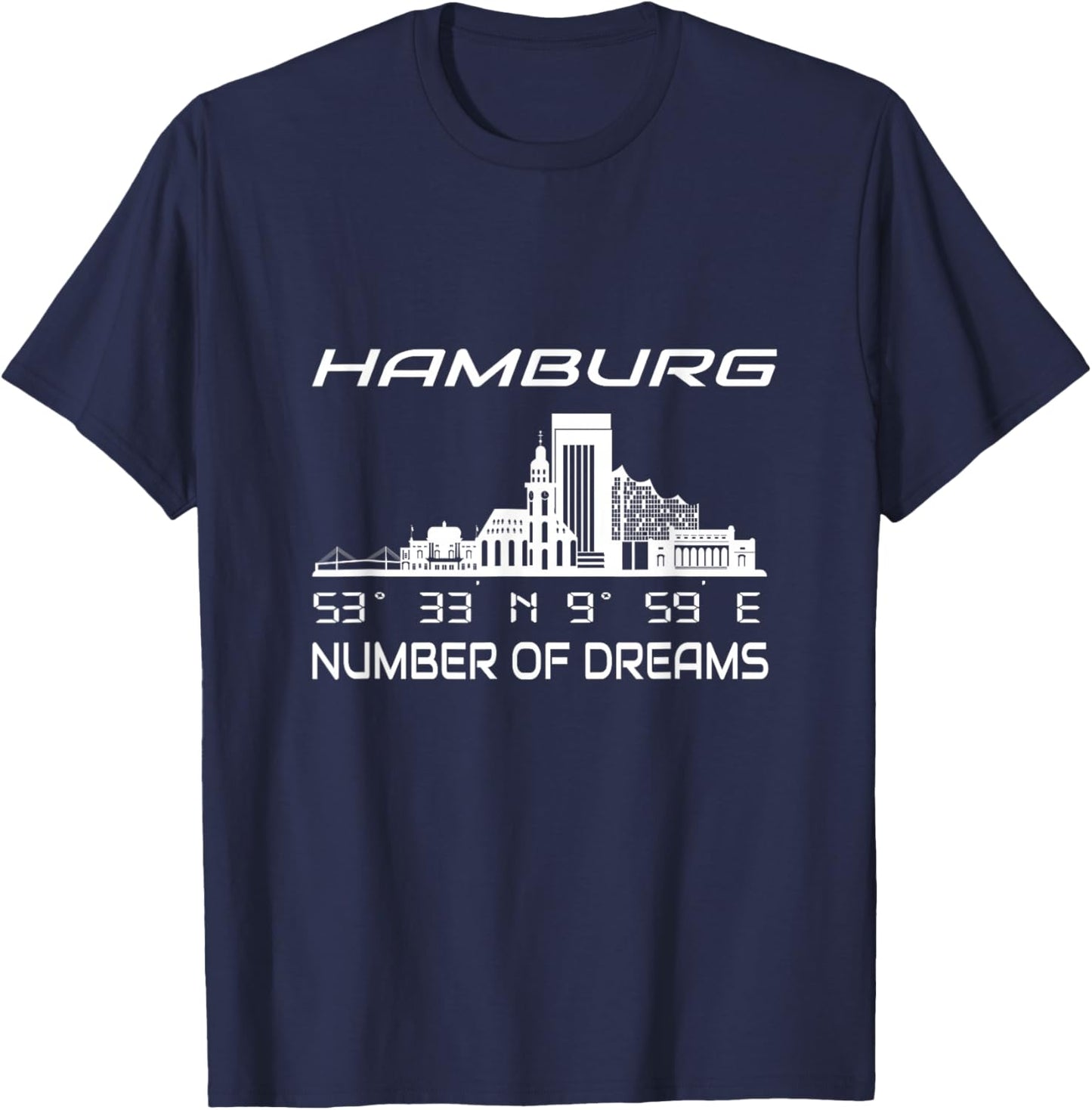GPS Koordinaten Geographie Deutschland Heimat Stadt Hamburg T-Shirt - T-Shirt | Navy