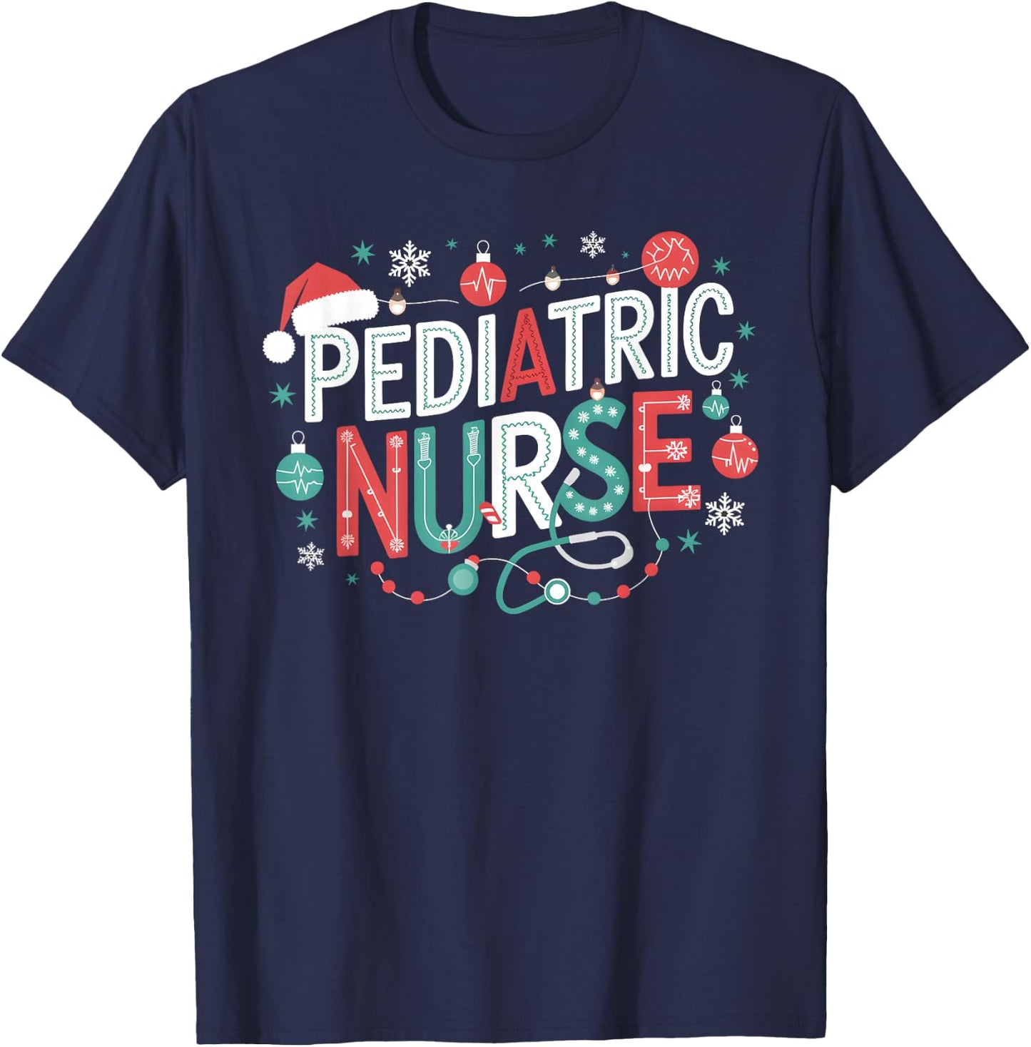 Peds Crew Pediatric Nurse Nursing Group Christmas Matching T-Shirt - T-Shirt | Navy