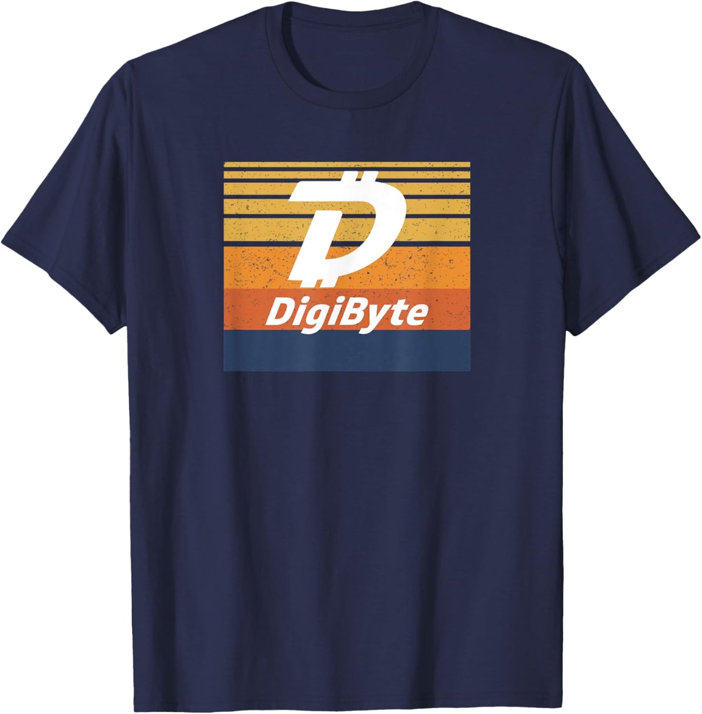 Digibyte Crypto Block Sunset DGB Cryptocurrency Color Tones T-Shirt - T-Shirt | Navy