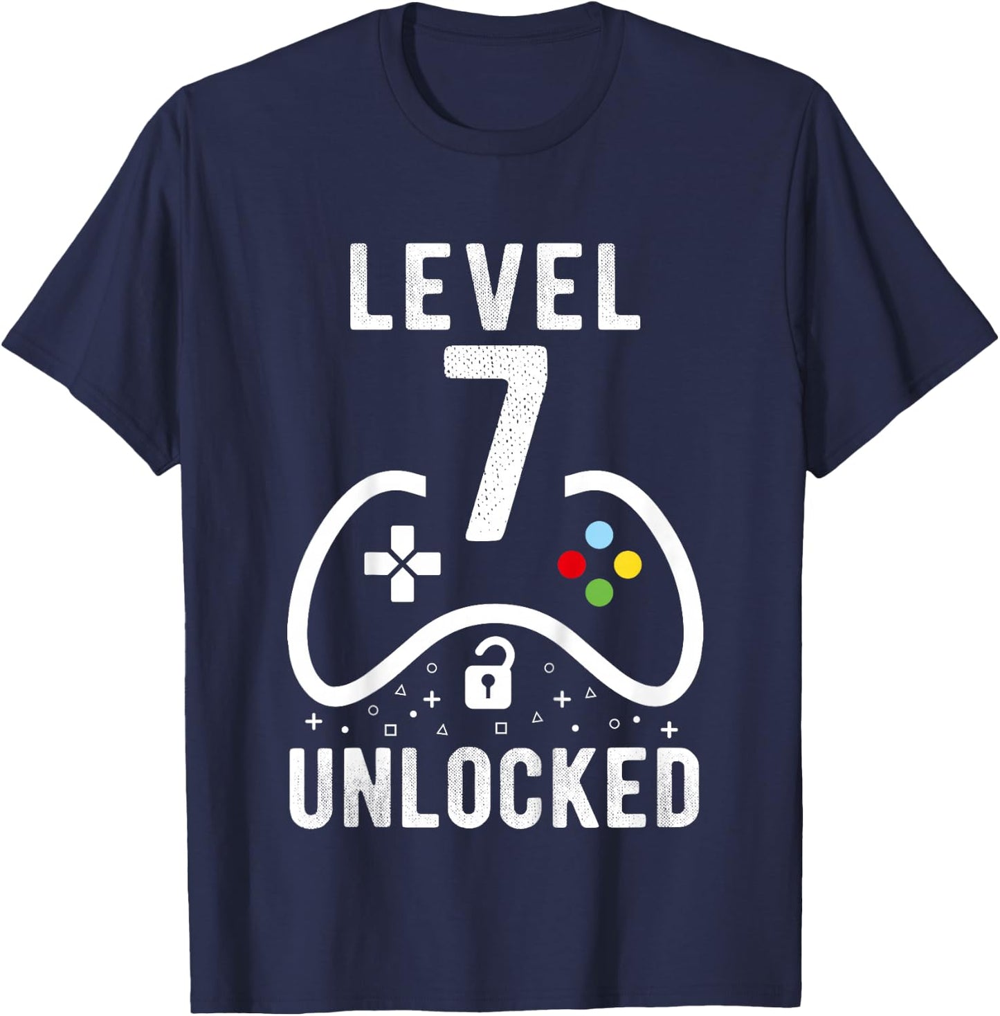 Level 7 Unlocked Video Game 7th Birthday Gift T-Shirt - T-Shirt | Navy