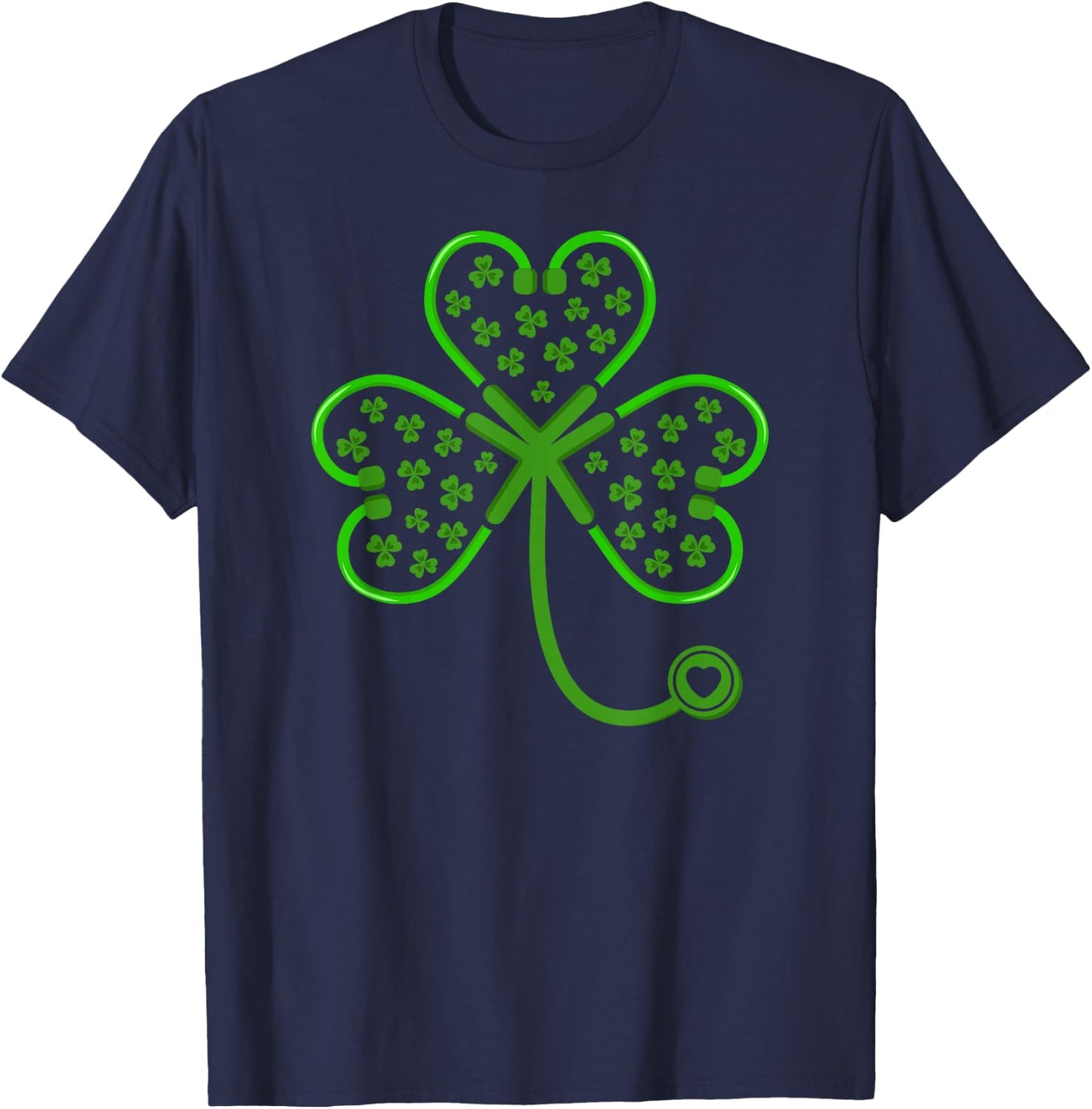 Shamrock Stethoscope Nurse T Shirt St Patricks Day Lucky T-Shirt - T-Shirt | Navy